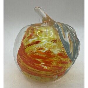 Kent Helms 82 Peach Apple paperweight Red Orange Gold